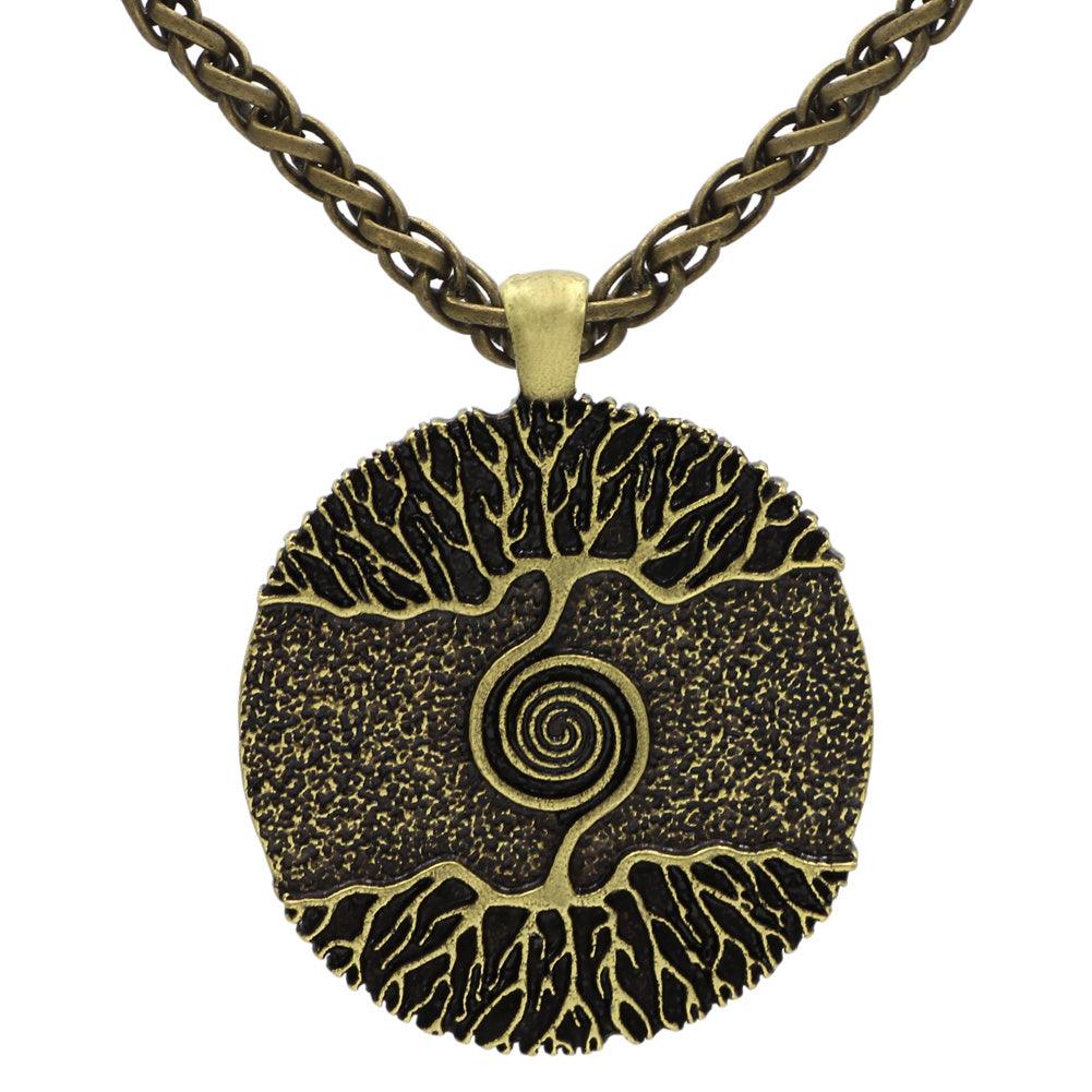 Double-Sided World Tree Pendant Necklace | Fashion Wear Gold