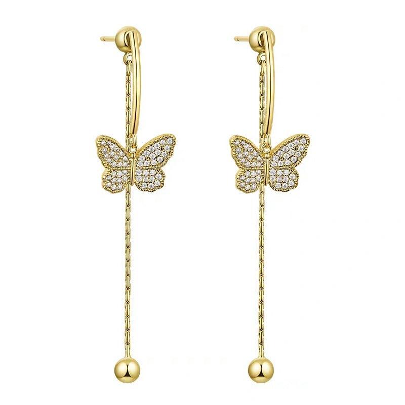 Premium Tassel Butterfly Earrings Golden