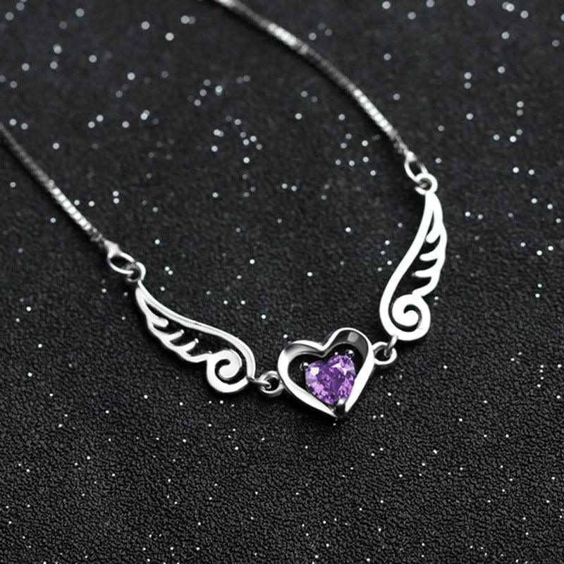 Purple Crystal Heart Necklace | Daily Jewelry