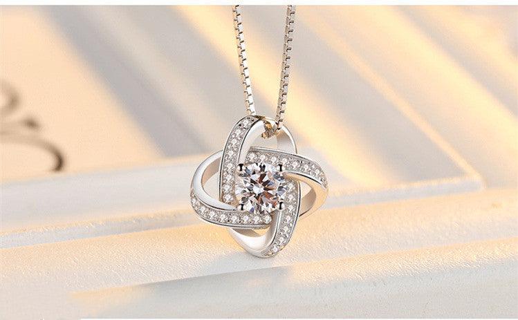 Sterling Silver Four-Leaf Clover Pendant Necklace Necklace 1pc