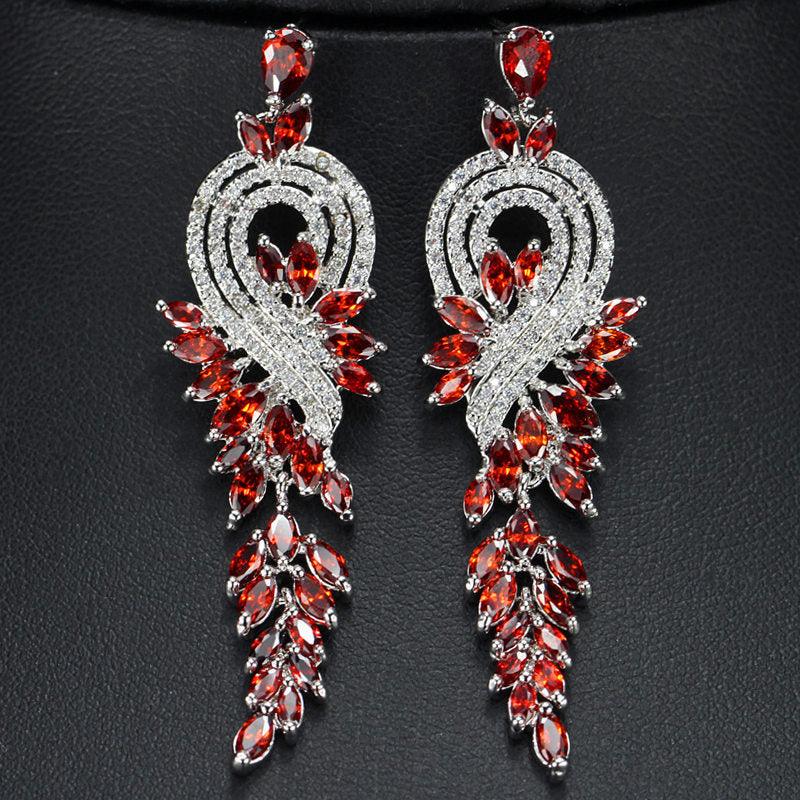 18K Gold Plated Long Tassel Earrings Red