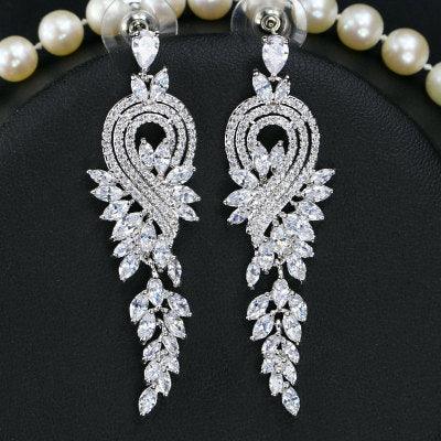 18K Gold Plated Long Tassel Earrings White