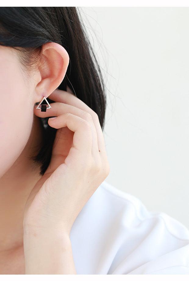 Geometric Triangle Earrings In S925 Sterling Silver