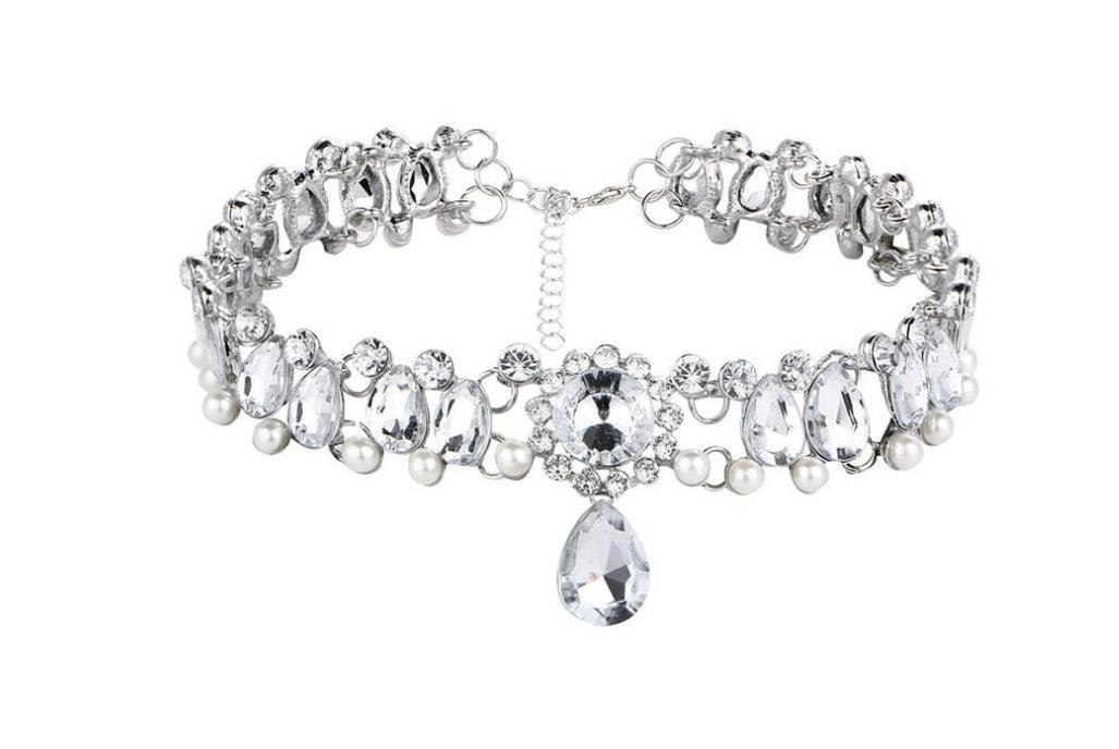 Ocean Goddess Crystal Choker Necklace | Fashion Collection Silver