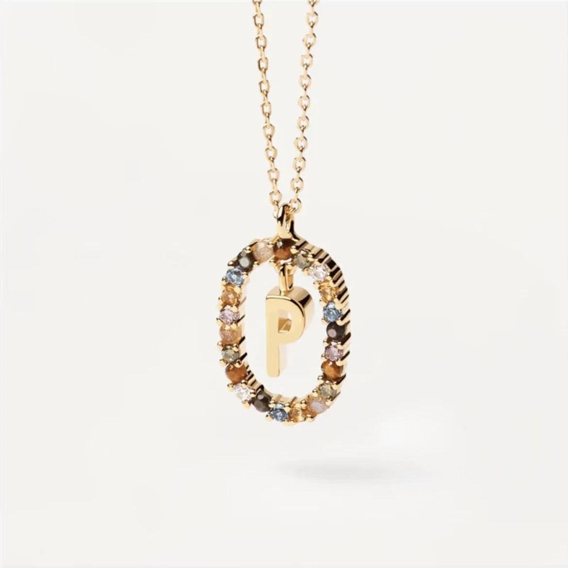 Rhinestone Alphabet Necklace 18K | Fashion Jewelry P