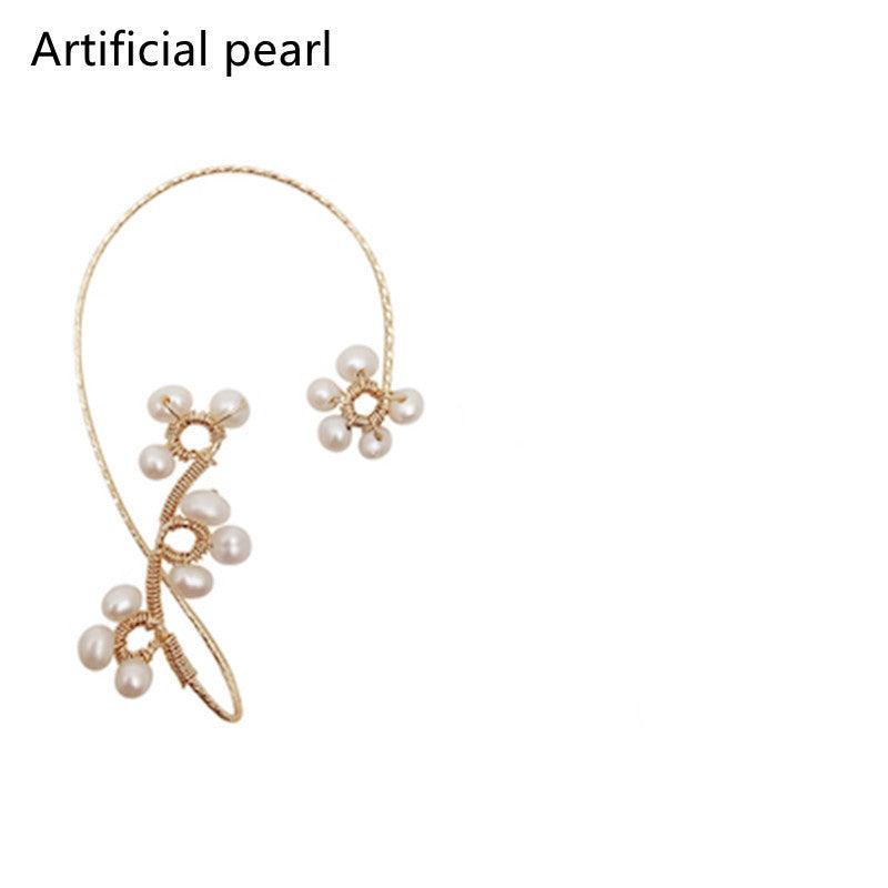 Hand-woven Flower Pearl Earrings Artificial Pearl