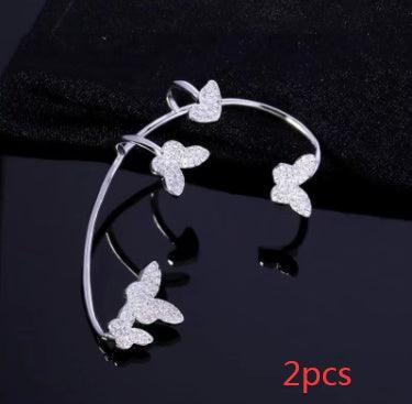 Sparkling Butterfly Ear Clips | Daily Wear A Silver Left 2pcs
