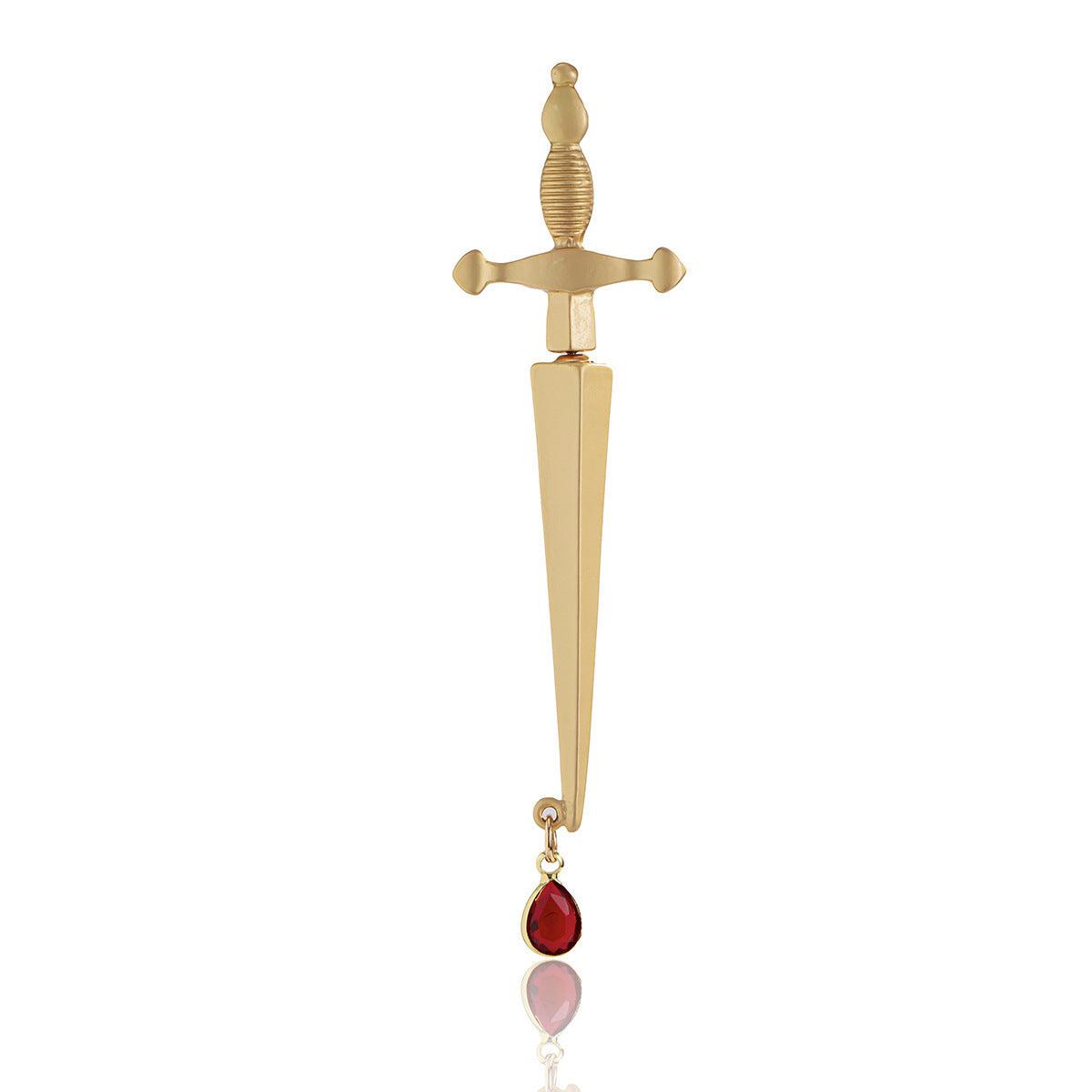 Hip Hop Red Water Drop Cross Earrings