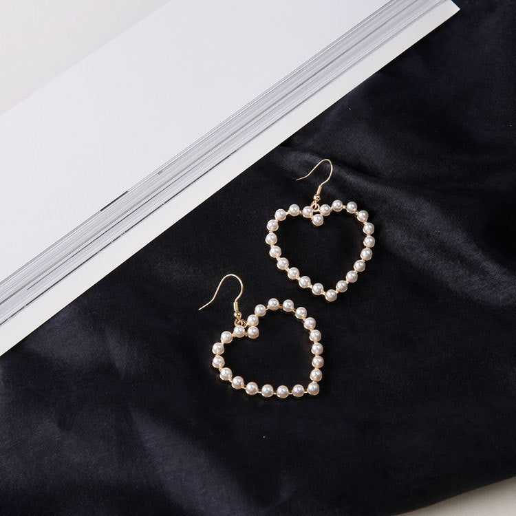Cute Peach Heart Pierced Pearl Earrings | Daily Wear