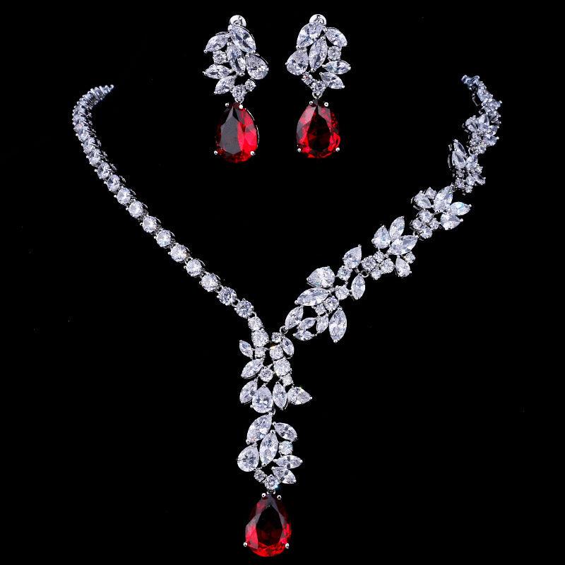 Water Drop Zircon Bridal Suit | Wedding Collection Red