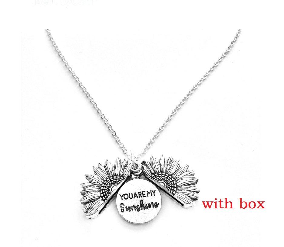 Sunflower Double Lettering Pendant Necklace | Daily Wear