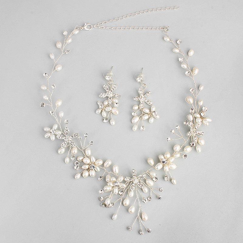 Elegant Pearl Necklace & Earring Set | Fashion Jewelry Silver