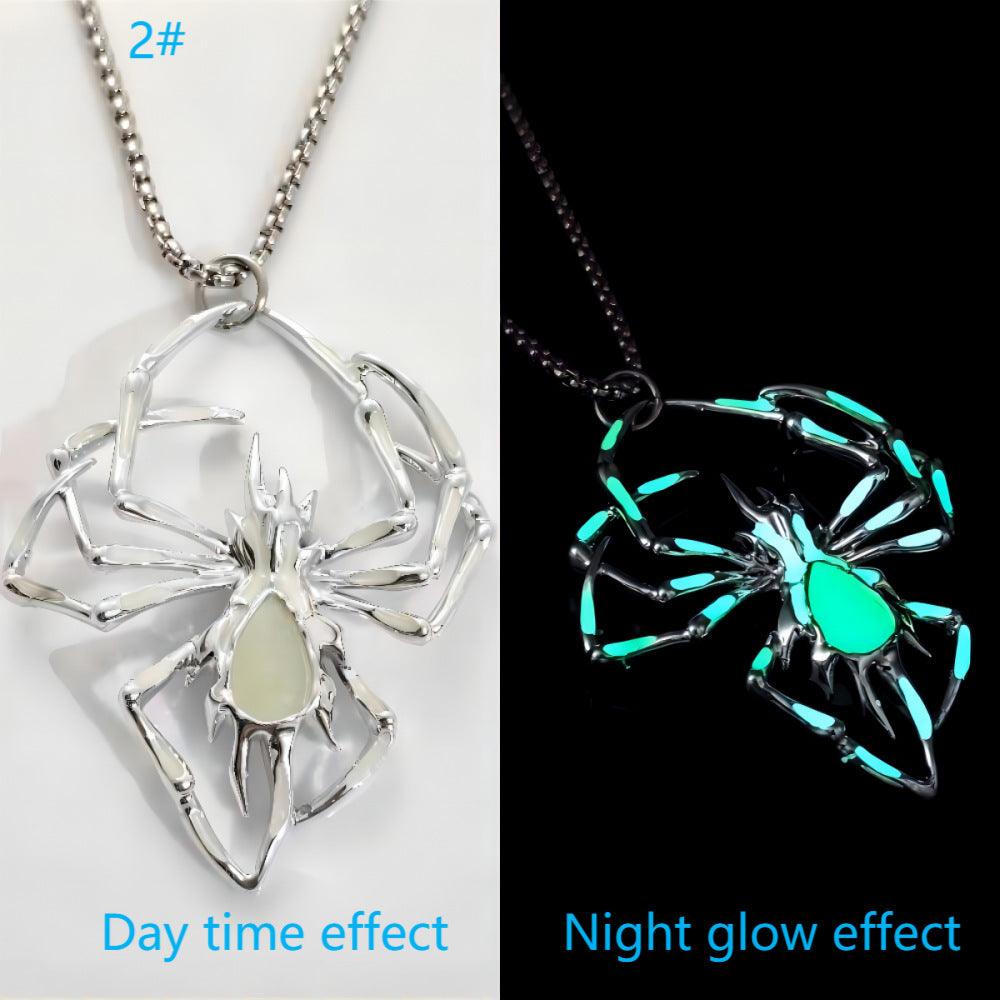 Luminous Spider Necklace - Vintage Glowing Jewelry Green Light