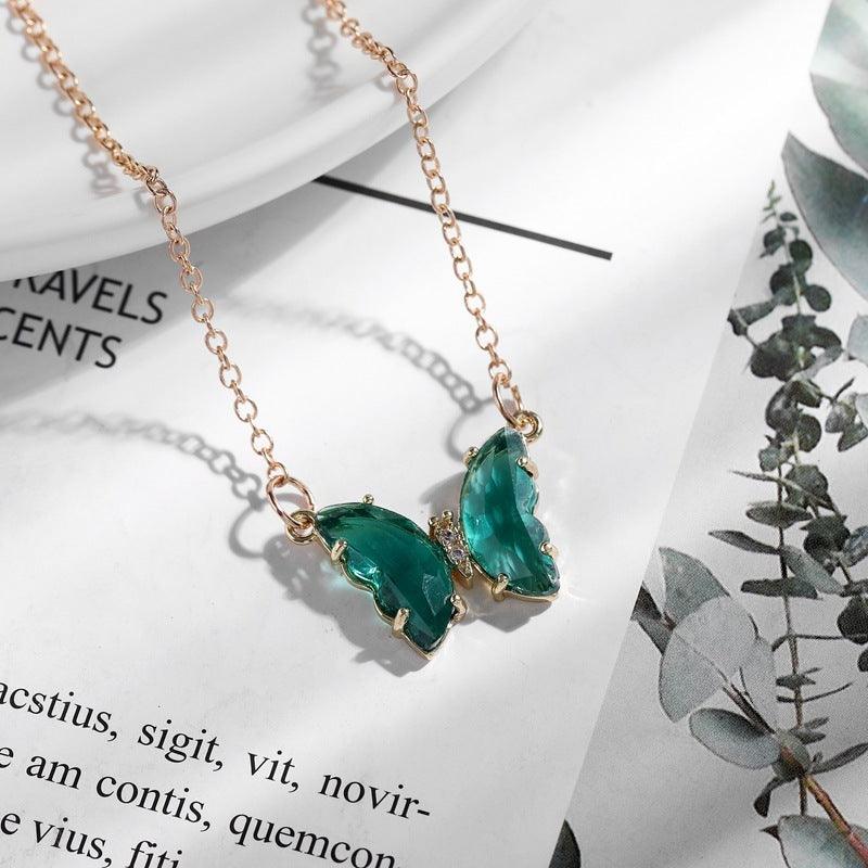 Fantasy Crystal Butterfly Necklace | Daily Wear Blue