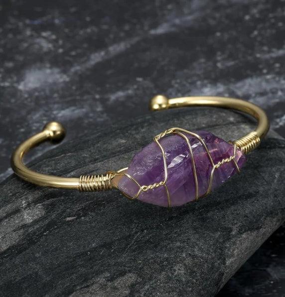 Asgard Crafted Natural Gemstone Bangle | Party Collection Amethyst