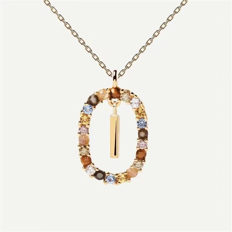 Rhinestone Alphabet Necklace 18K | Fashion Jewelry I