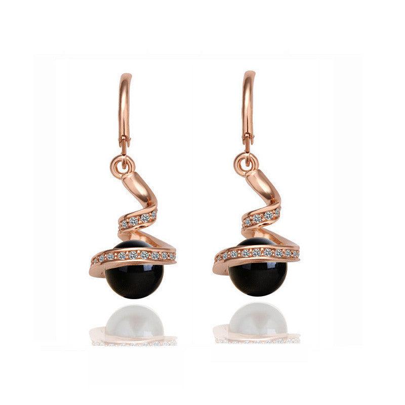 Twisted Snake Pearl Jewelry Set | Daily Wear Earrings Gold black