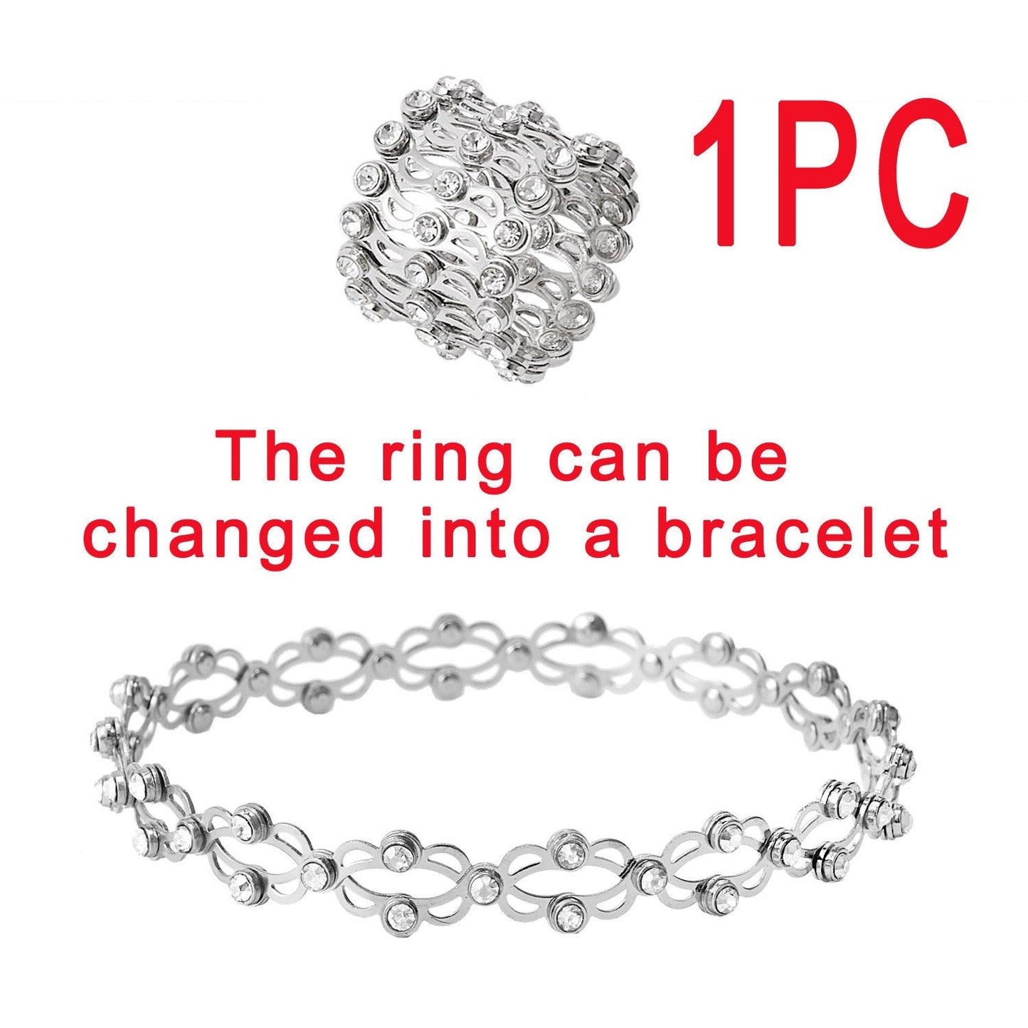 2 In 1 Folding Retractable Rhinestone Set White Diamond