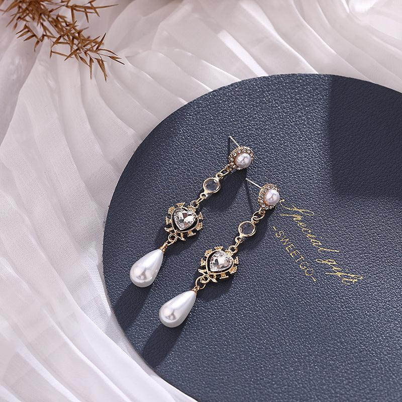 Pearl Earrings Love Rhinestones | Daily Wear