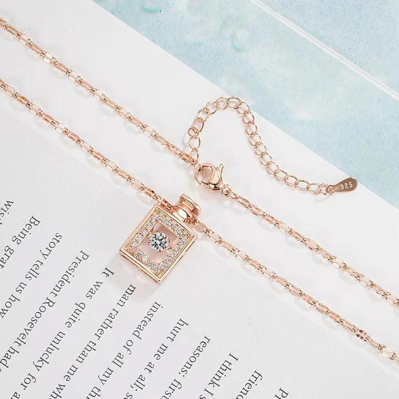 Perfume Bottle Necklace | Fashion Jewelry Rose Gold