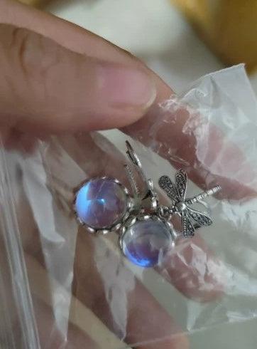 Hanging Vintage Dragonfly Pendant Earring | Daily Wear Moonstone