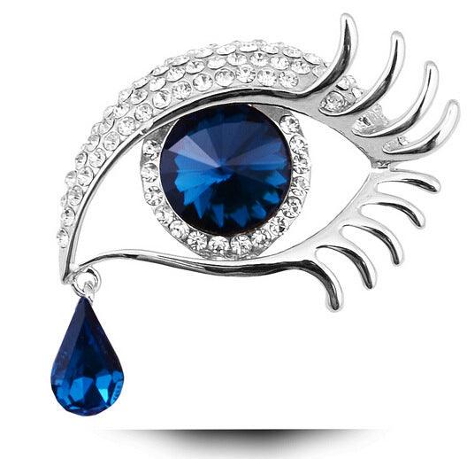 Diamond-encrusted Brooch | Fashion Accessory Silver+Blue