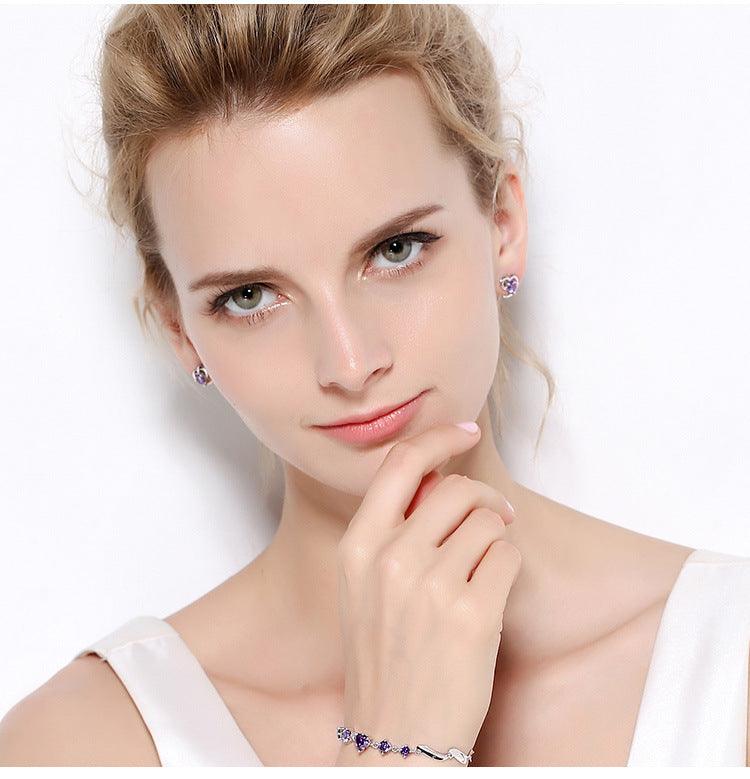 Zircon Heart Earrings Fashion Jewelry