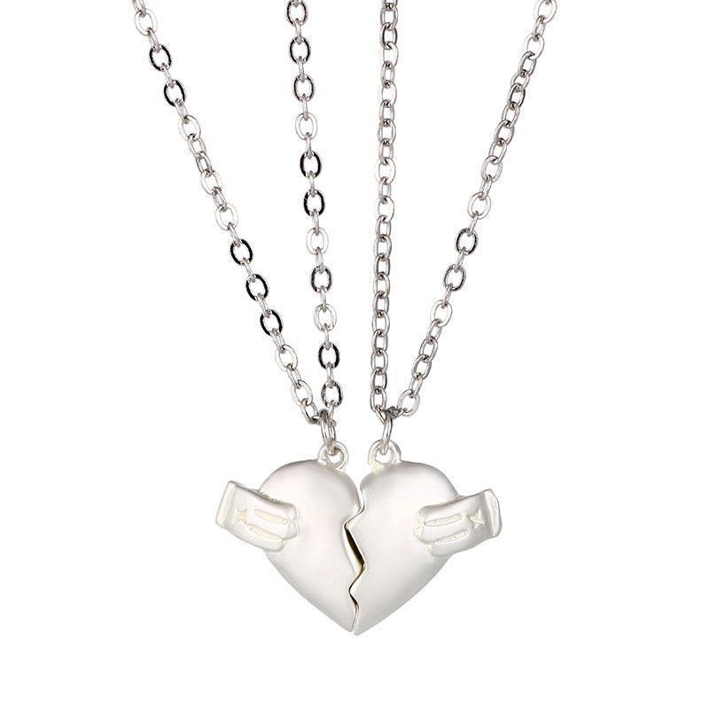 Creative Magnet Love Necklace | Fashion Jewelry Cross Chain White