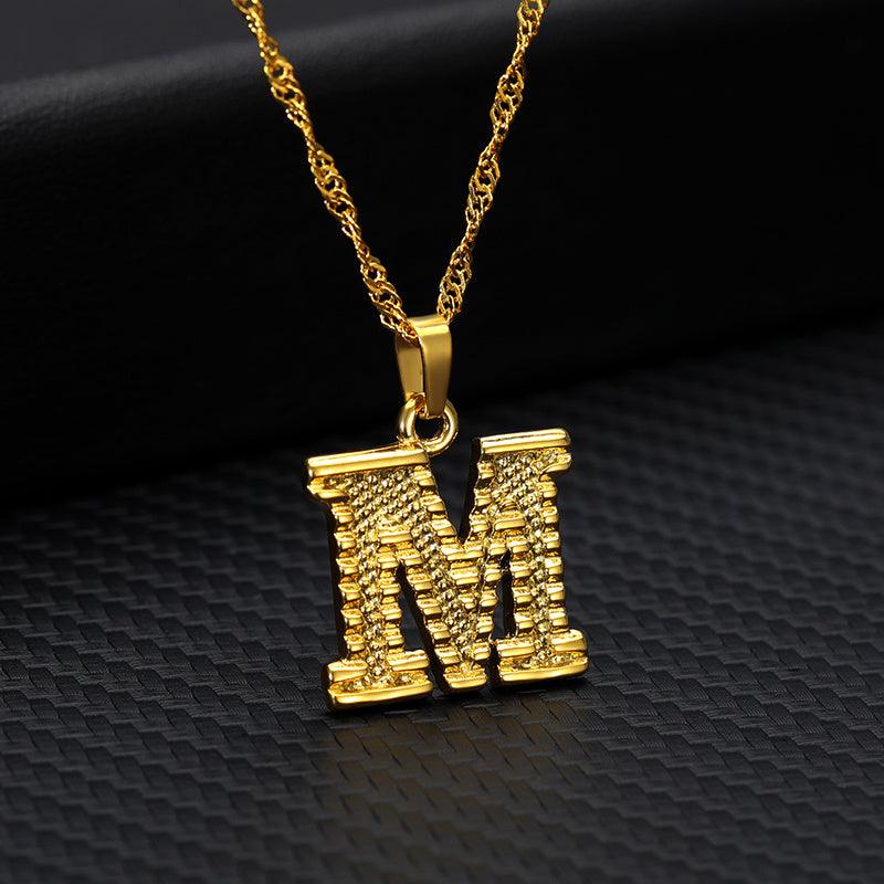 26 Letters Gold-Plated Pendant Necklace | Casual Collection M