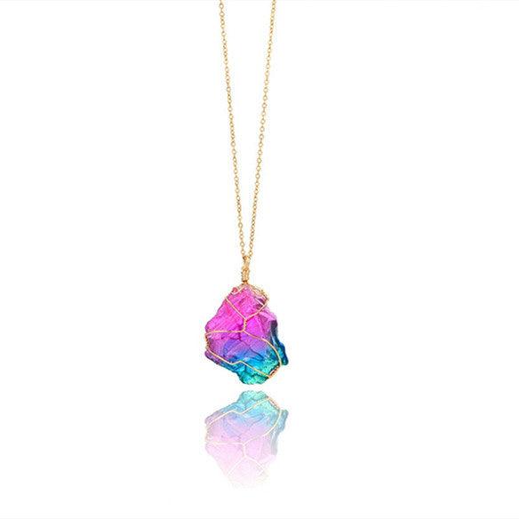 Rainbow Quartz Crystal Pendant Necklace | Daily Wear
