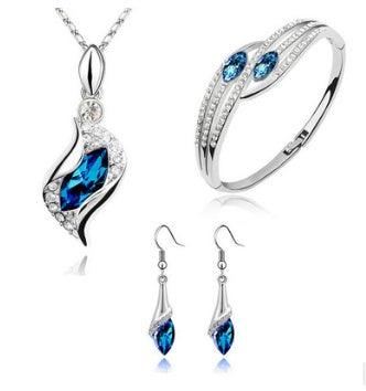 Angel Elf Earrings, Necklace, Bracelet Set Hole Blue