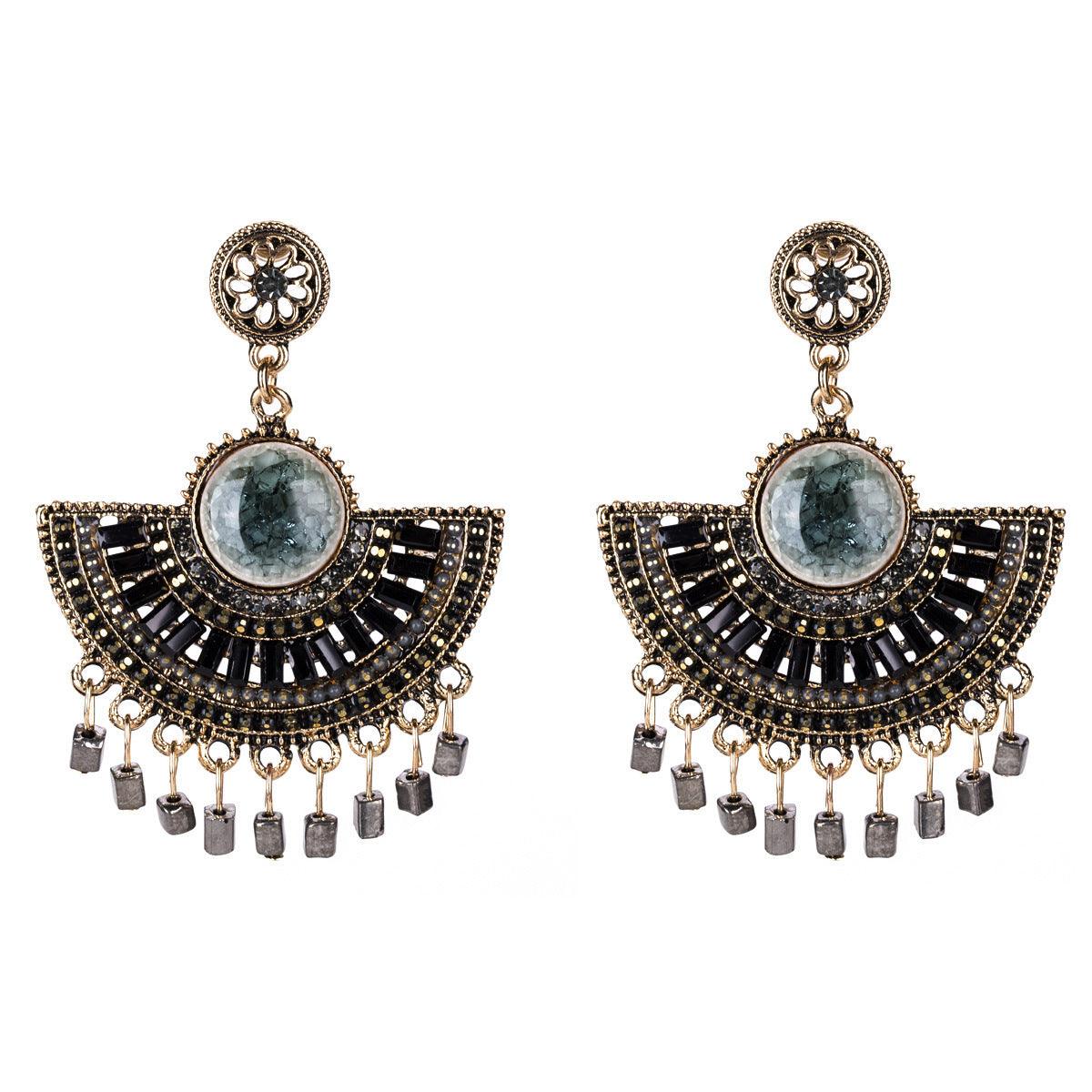 Elegant Bohemian Tassel Earrings For Women black
