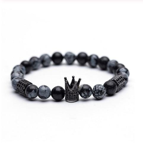 Natural Stone Micro Crown Copper Bracelet N