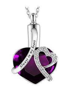 Heart-Shaped Pendant And Perfume Bottle Necklace Purple