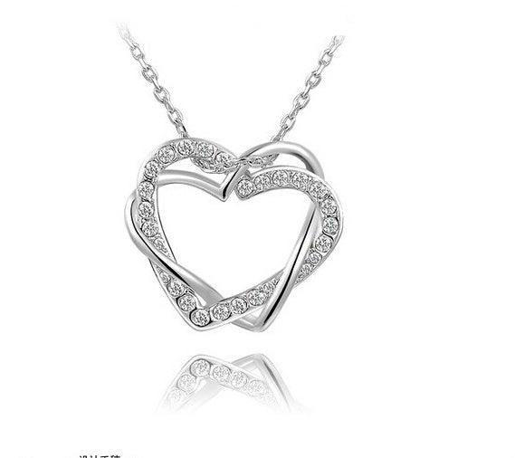 Double Diamond Heart Fashion Jewelry Set | Daily Wear A Sliver