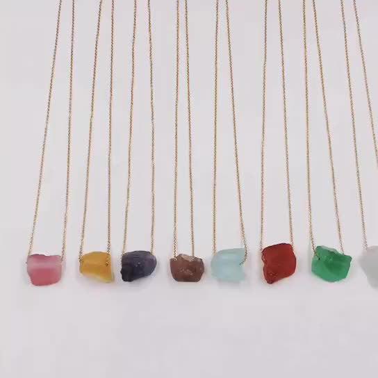 Natural Crystal Stone Pendant Necklace Irregular Jewelry