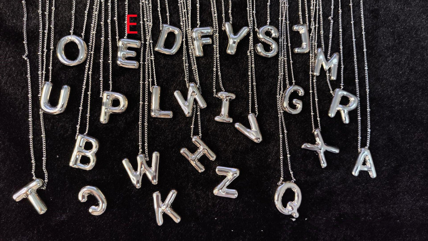 Glossy Letters Pendant Necklace | Fashion Wear E Silvery