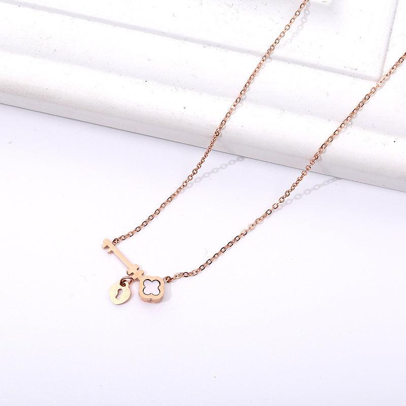 Clavicle Chain Necklace Pendant - Daily Wear Rose gold
