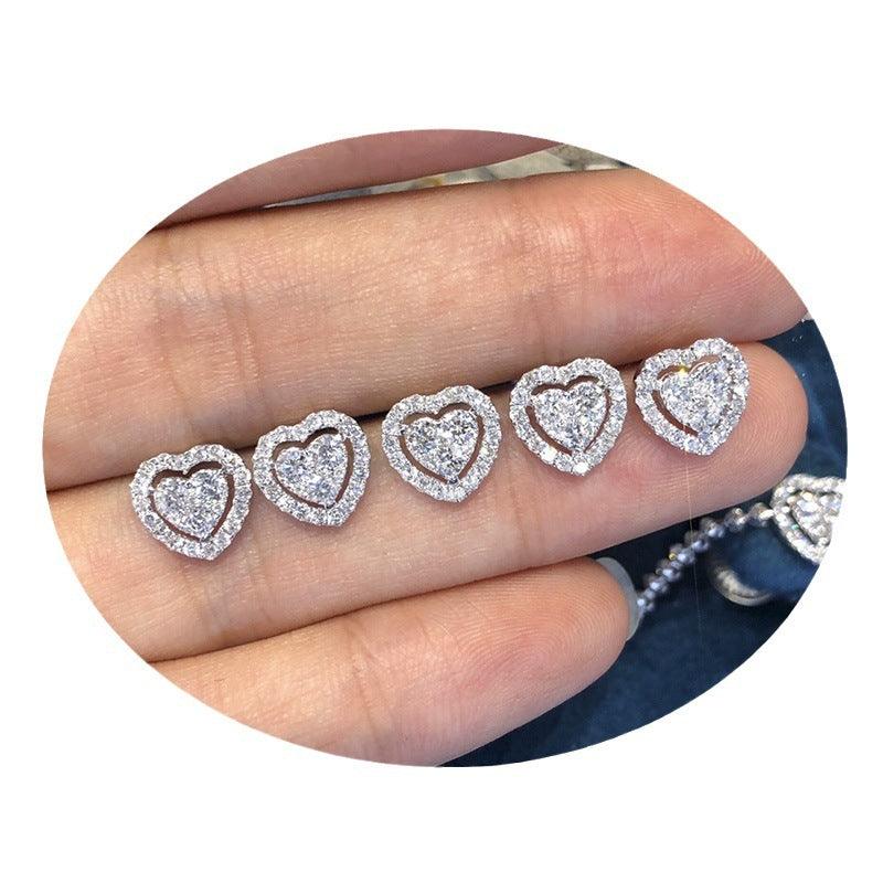 Rhinestone Love Stud Earrings | Daily Wear