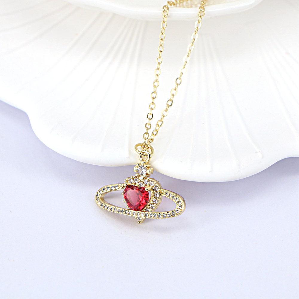 Zircon Love Necklace | Daily Wear Red