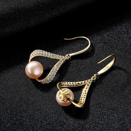 Pearl Earrings With Water Drops Pink