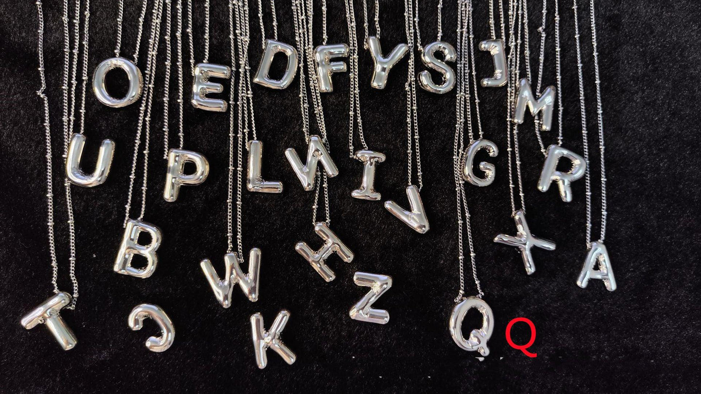 Glossy Letters Pendant Necklace | Fashion Wear Q Silvery