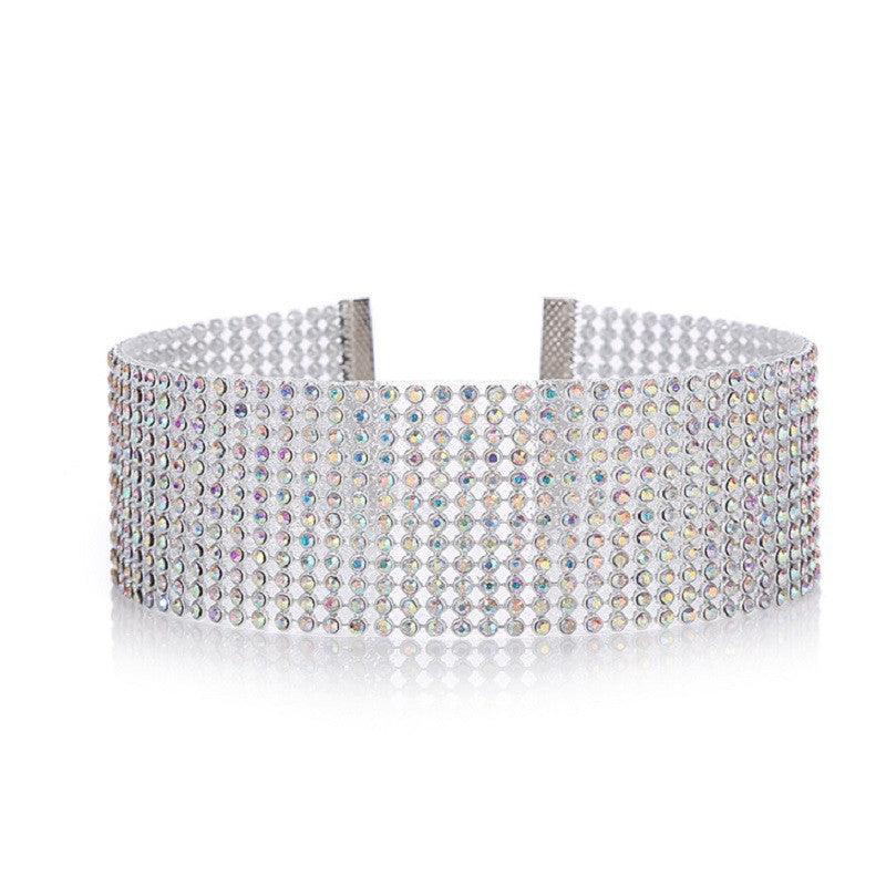 Fashion Women Full Crystal Rhinestone Choker Necklace Wedding Jewelry Colorful 38mm