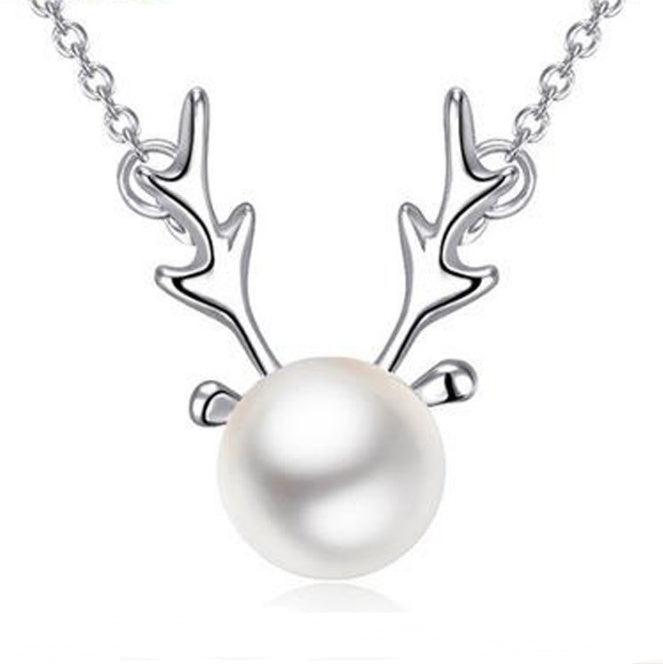 Small Elk Pearl Necklace Silver