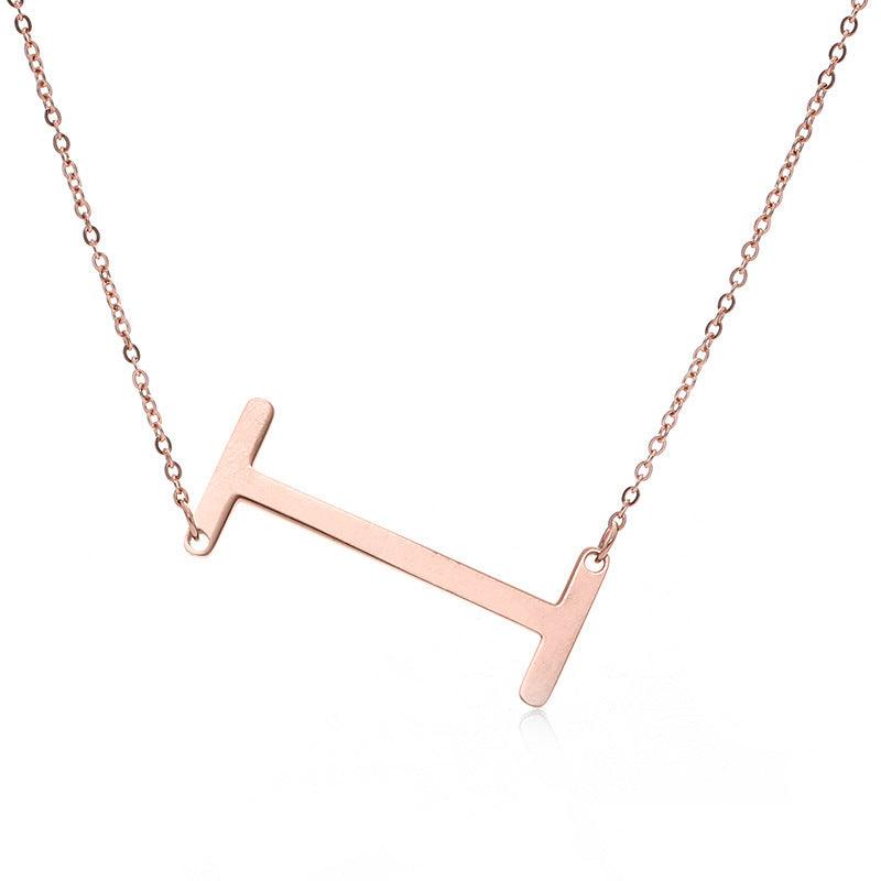 Initial Letter Pendant & Necklace | Gold Plated Rose Gold I
