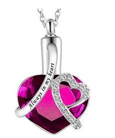 Heart-Shaped Pendant And Perfume Bottle Necklace Pink