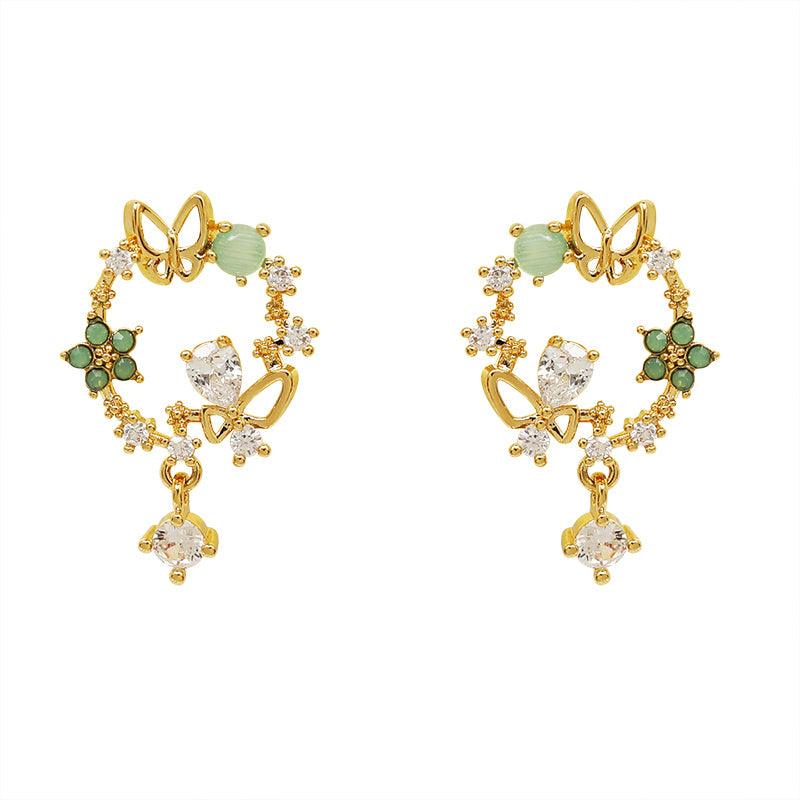 Emerald Treasure Stud Earrings Vintage Green Tourmaline Jewelry