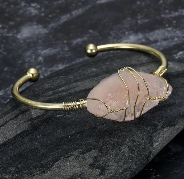 Asgard Crafted Natural Gemstone Bangle | Party Collection Rose Quartz