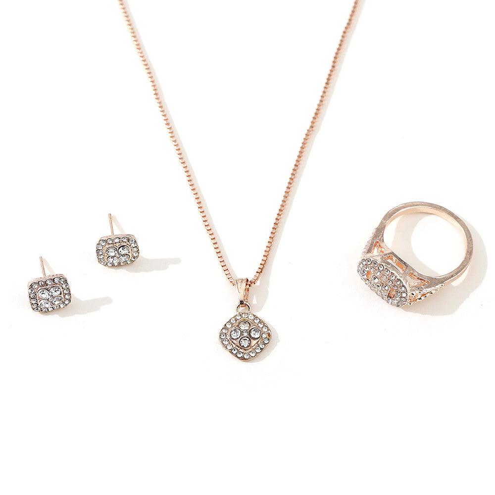 Engagement Three-piece Set | Wedding Jewelry Rose Gold