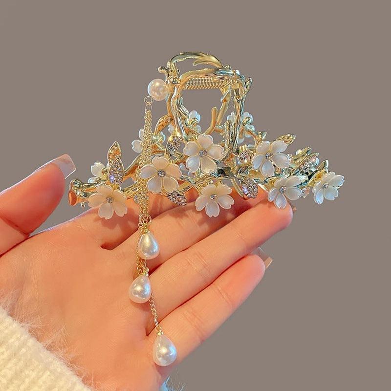 Pearl Bell Orchid Tassel Hair Clip | Fashion Collection